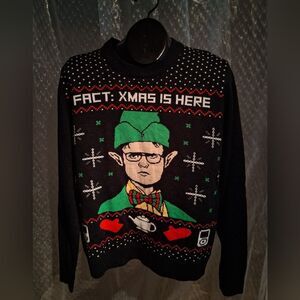 The Office Holiday Graphic Crewneck Sweater - Black/Green Sz M